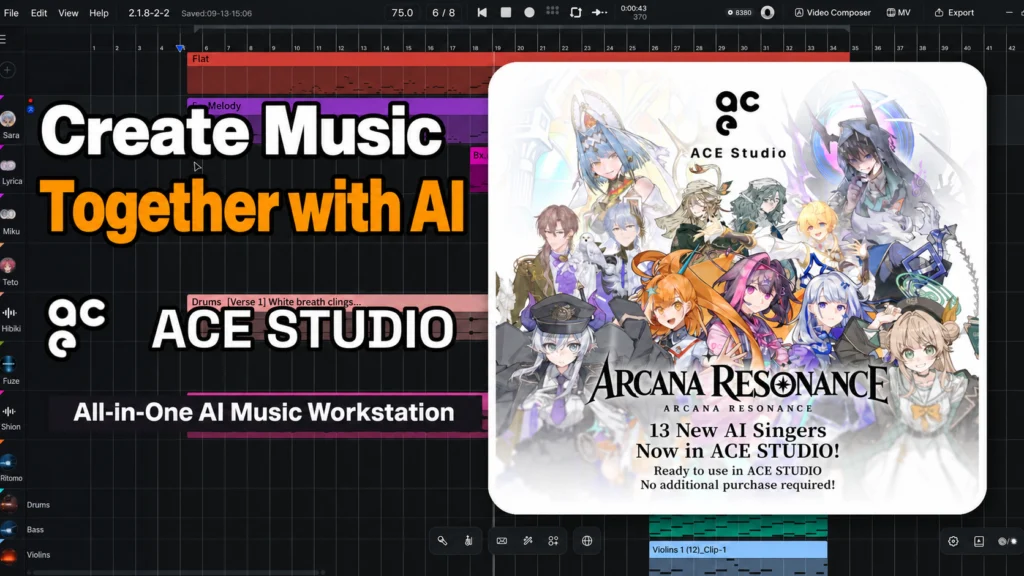 ACE Studio overview with its music production interface