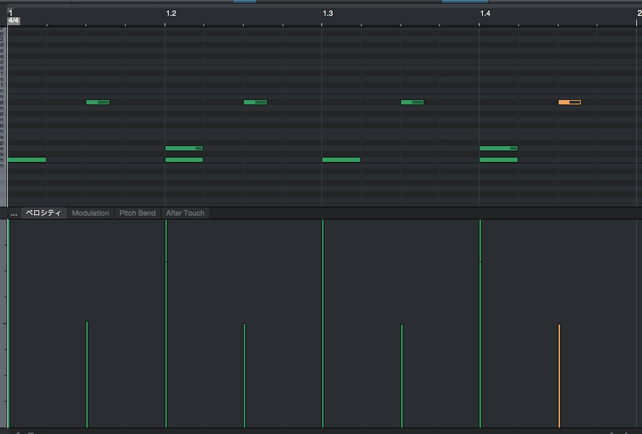 ベロシティの調整 Studio One 使い方