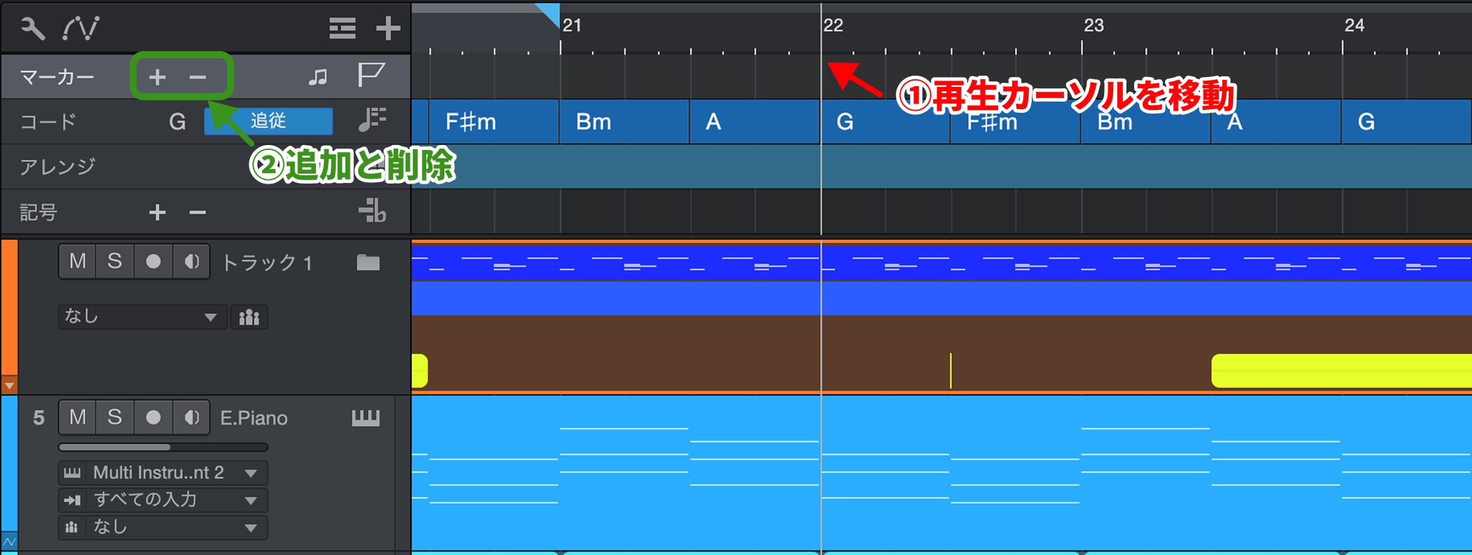 マーカー追加と削除