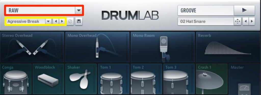 Native Instruments DrumLab 使い方 1_プリセットパターンを使用する