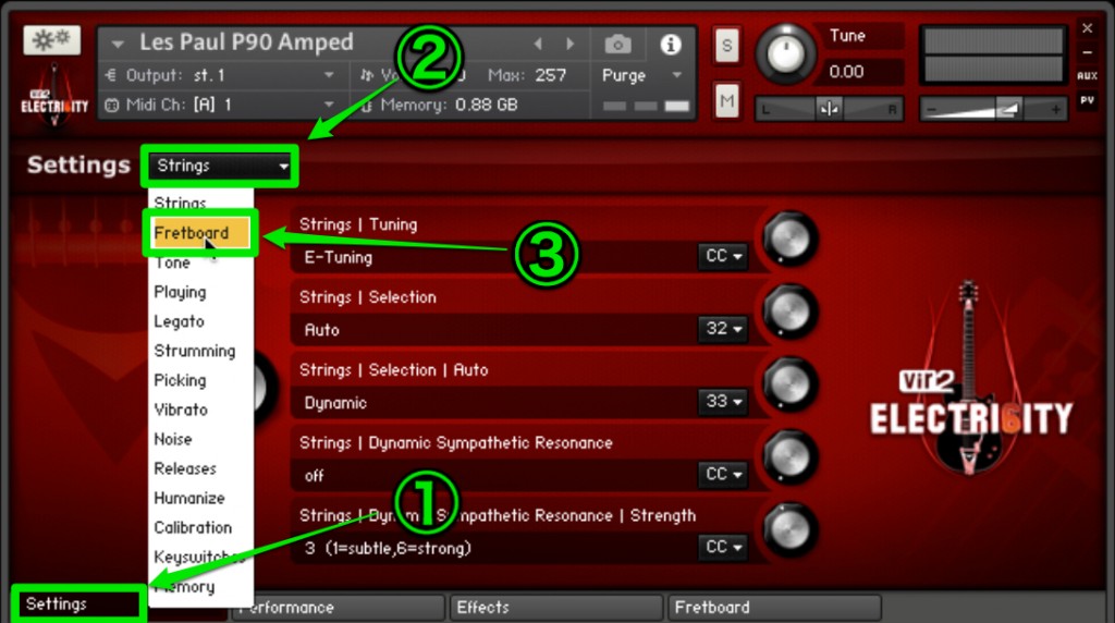 vir2 electri6ity settings page