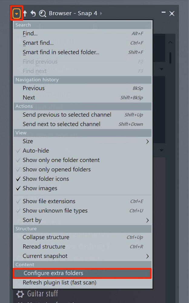 Configure extra folders