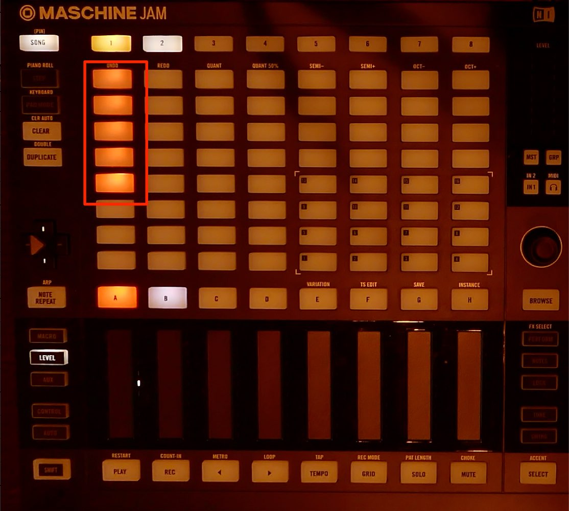 MASCHINE JAM 使い方 パターンの管理と演奏データ