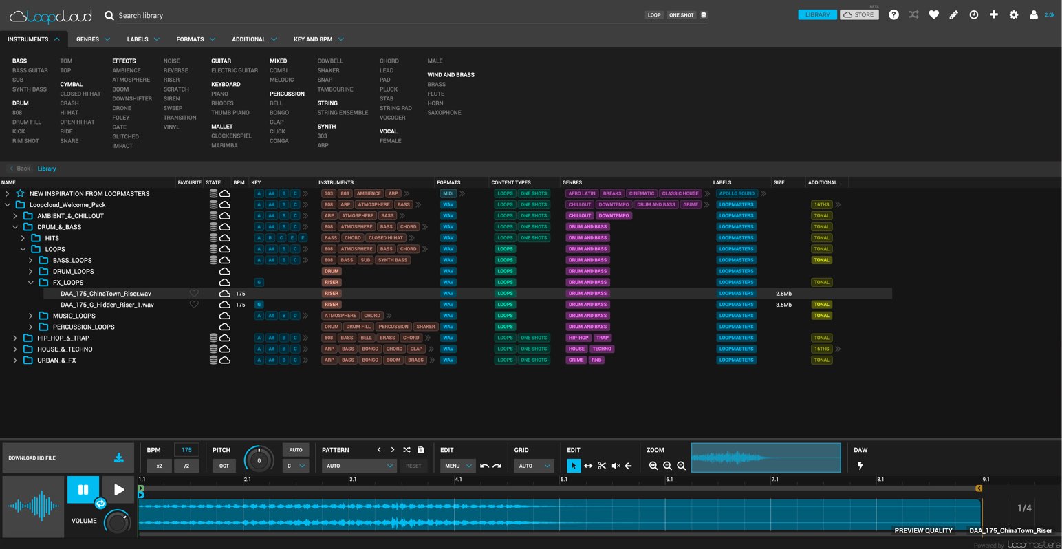 Loopmasters 無料なのに即戦力 サンプル素材管理ソフト Loopcloud 4