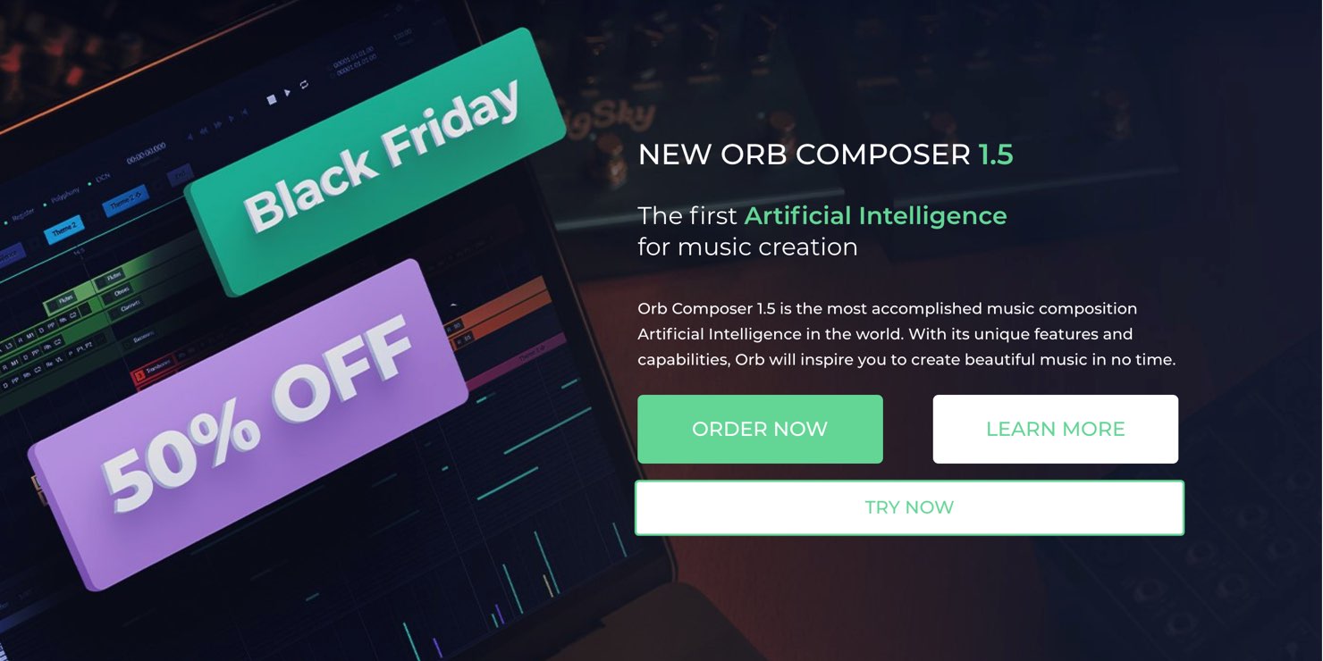 50 Off 人工知能の作曲支援ソフト Orb Composer ブラックフライデーセール中