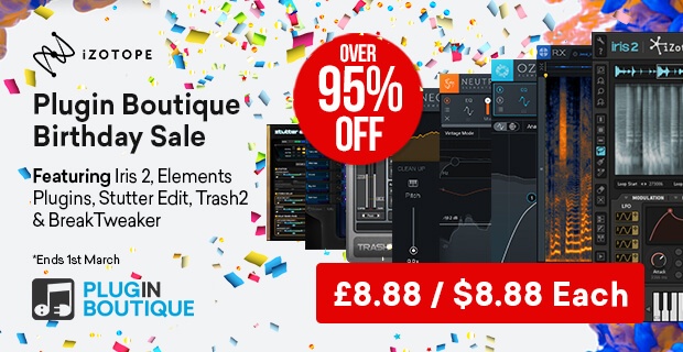 【最大96%OFF】Plugin Boutique 8周年記念!iZotope製品各種が大幅値引き中!