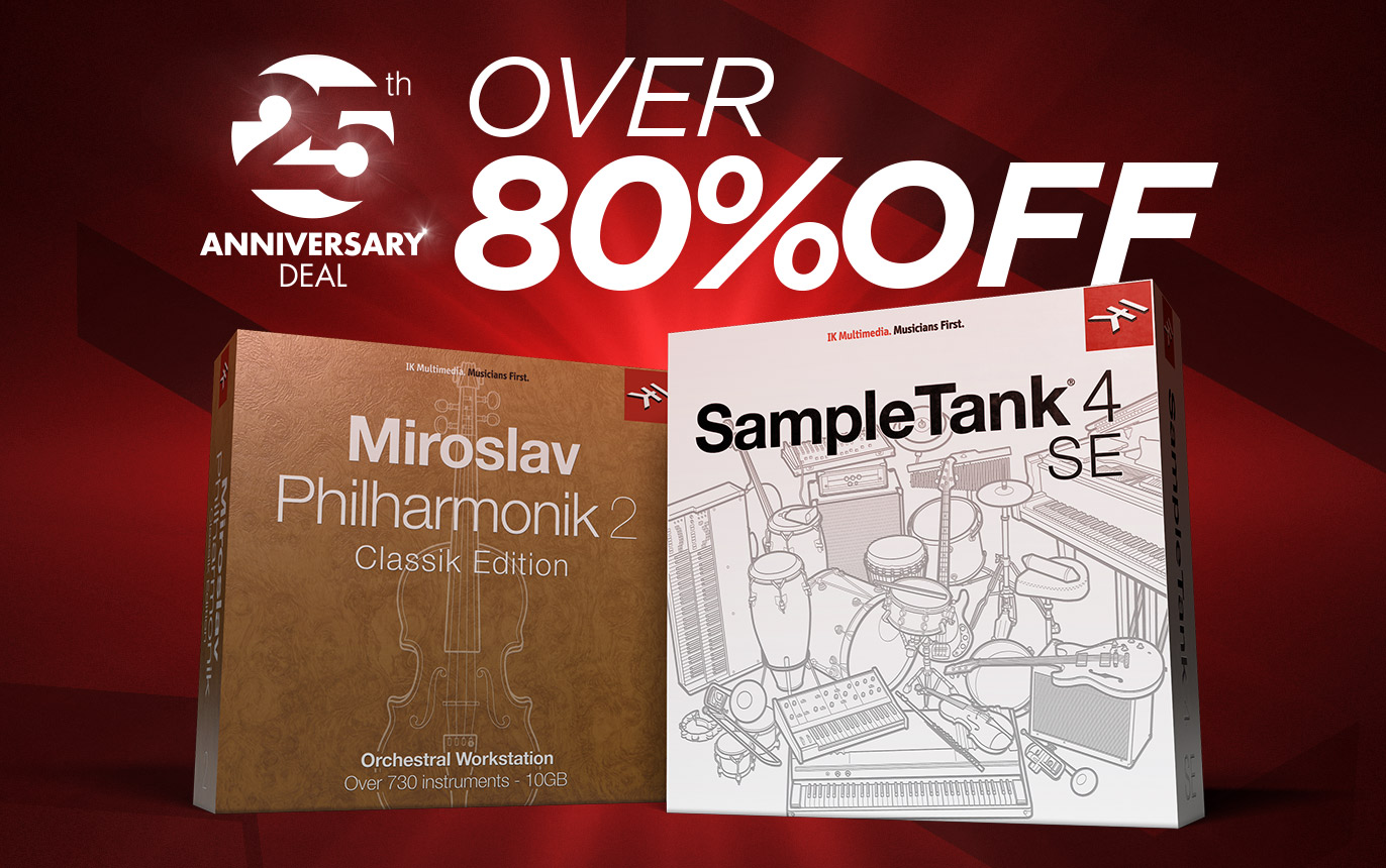 【83%OFF】IK Multimedia「Miroslav Philharmonik 2 CE」「SampleTank 4 SE」が3,250円!
