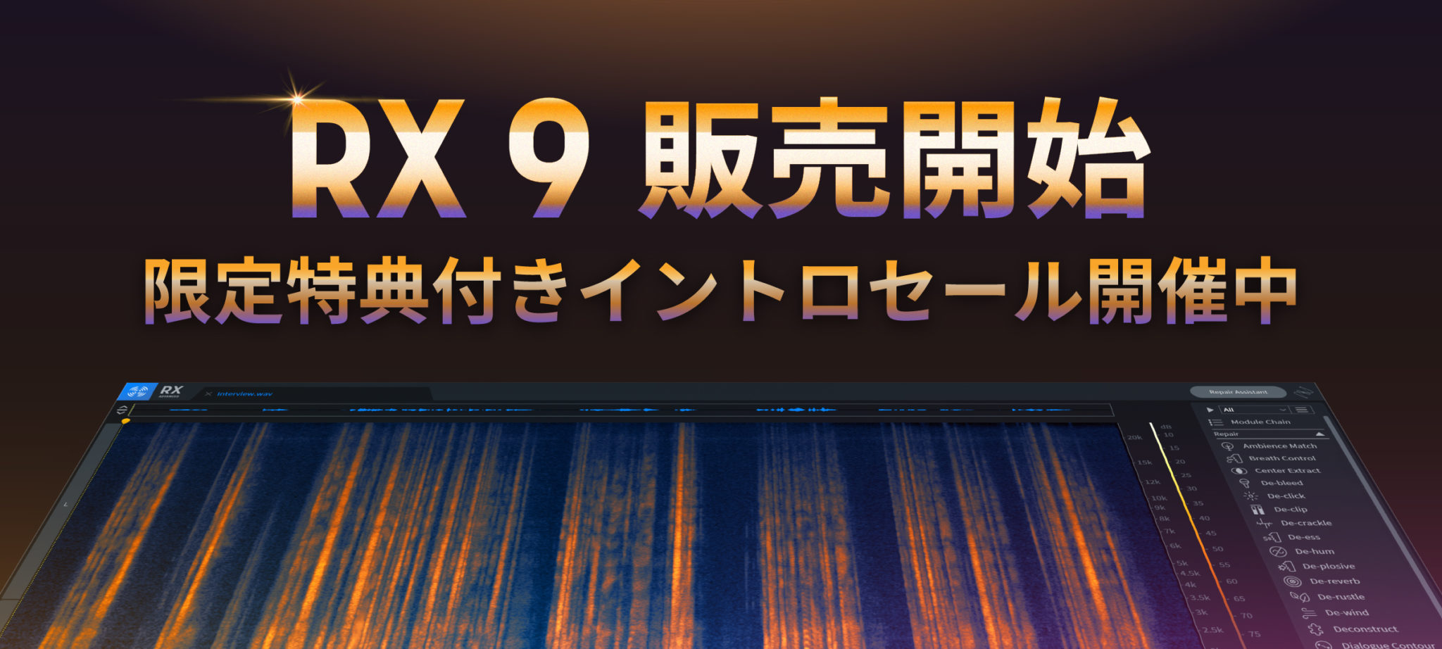 【最大75%OFF】業界標準オーディオリペアツール iZotope RX 9 発売!イントロセール開催中!