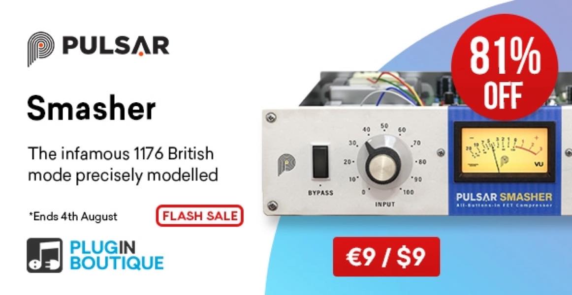 【81%OFF】シンプルで個性的な1176系コンプ Pulsar Audio Smasher が1,300円！